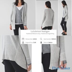 Lululemon Vestigan Heathered Medium Grey / Heathered Angel Wing Cardigan -size L